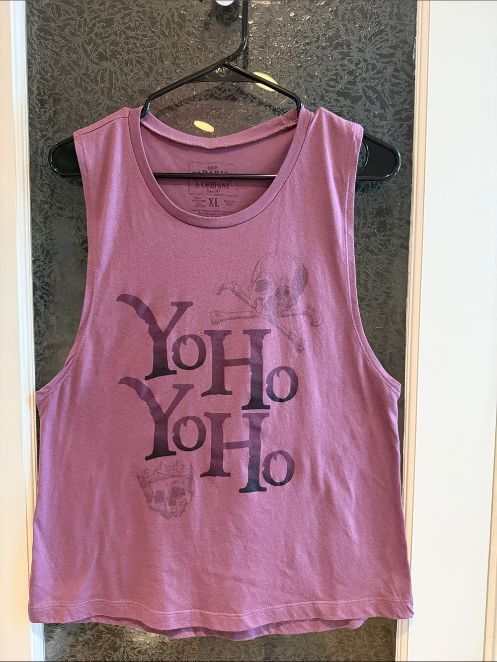 Disney Pirates of Caribbean Muscle Tank Top in Dusty Mauve - Yo Ho Print XL